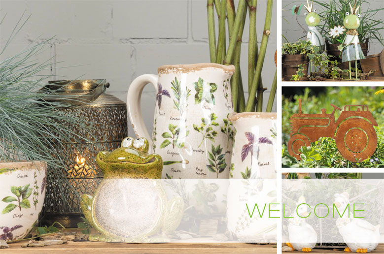 Erstes Eröffnungsbild englisch mit Willkommensschriftzug englisch - Importeur und Großhandel für Floristenbedarf